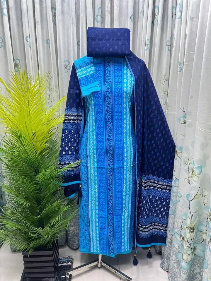** প্রিমিয়াম ব্লক প্রিন্ট থ্রিপিস**